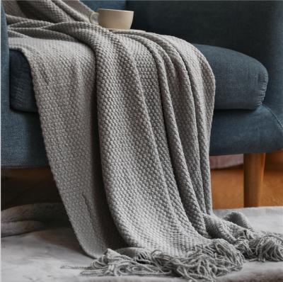 China New Design Anti-Pull Air Conditioner Blanket Pompom Knitted Blanket With Pompom Fringe Blankets Custom for sale