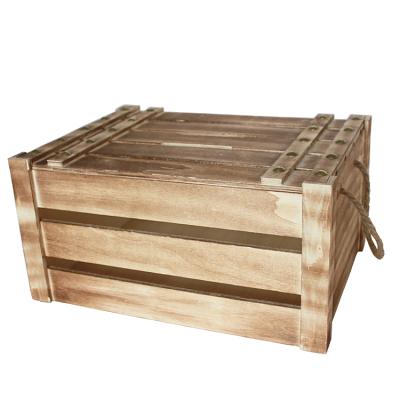 China Eco - Friendly Handmade Wooden Storage Bins Rectangle Basket With Lid for sale