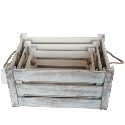 China KINGWILLOW Sustainable Wooden Storage With Handle Gift Basket Boxes for sale