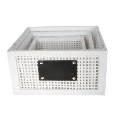 China Handmade White Wooden Rectangle Storage Baskets Bamboo Storage Bin Customized for sale