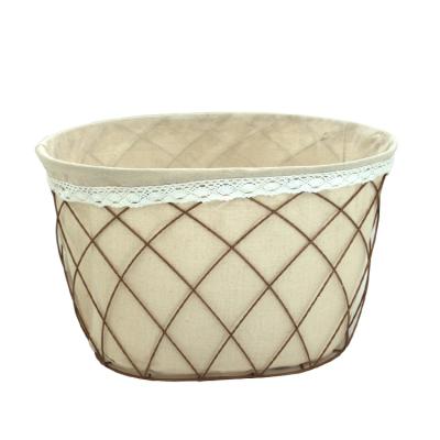 China KINGWILLOW Eco-friendly Wholesale Handmade Metal Woven Dirty Laundry Basket Iron With Liner for sale