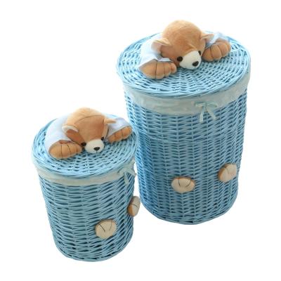 China KINGWILLOW Eco - Friendly , Clothing Use And Wicker Materials Storage Basket With Lid for sale