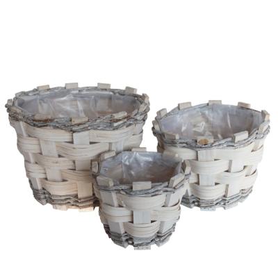 China High Quality Hand Hanging Baskets KINGWILLOW - Large Slat Factory Woven Wood Basket for sale