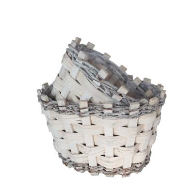 China Hand Hanging Baskets KINGWILLOW - Woven Wooden Ellipse Flower and Plant Basket for sale