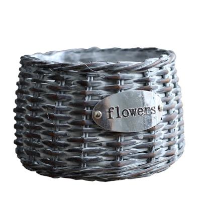 China China KINGWILLOW Plant Wicker Pots Round Flower Wicker Baskets For Plants for sale