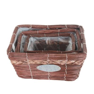 China KINGWILLOW Eco-friendly Handmade Flower Pots Wicker Woven Basket With Lining for sale