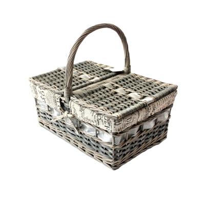 China Europe Best Selling Picnic Basket Wicker Wood Chip Storage Basket With Handle for sale