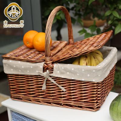 China Sustainable Wholesale Handwoven Plant Fruit Food Wicker Picnic Basket With Lid for sale