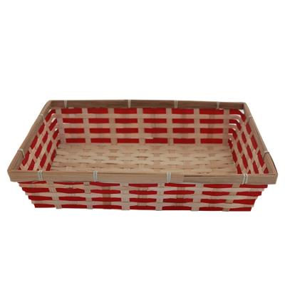 China Sustainable Eco Friendly Natural Stackable Rectangle Gift Bamboo Woven Basket for sale