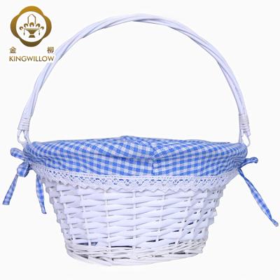 China KINGWILLOW Eco-Friendly Oval Wicker Willow Gift Basket Handmade Easter Festival Basket With Customized Handle for sale