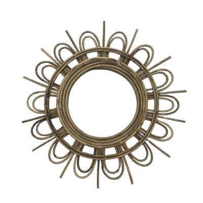 China Hot Selling Eco - Friendly Handmade Rattan Woven Mirrors Decor Wall Around Home Decor for sale