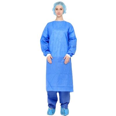 China AAMI Level 2/3/4 Eco-friendly Blue Color SMMS Fabric Disposable Waterproof Doctor Gown for sale