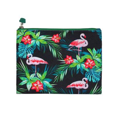 China Eco-Friendly Customized Daily Use Canvas Organic Cotton Eco-Friendly Makeup Bag Portable Cosmetic Pouch With Zipper for sale