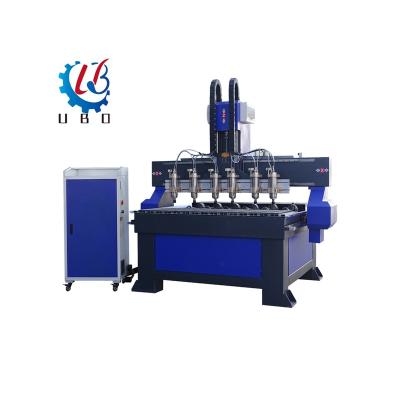 China Multi-heads Wood CNC Router 3d Wood CNC Engraving Milling Machine 4 Axis Vertical CNC Machining Center Taiwan Hiwin Linear Guideways for sale