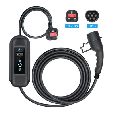 China Portable EV Charger Type - 2 32A EV Car Charging Station Portable Level 2 EVSE Charging Cable With 5M Display Screen for sale