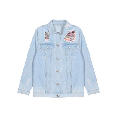 China New Style Breathable Women Distressed Jean Jacket Ladies Denim Fashionable Denim Jacket for sale