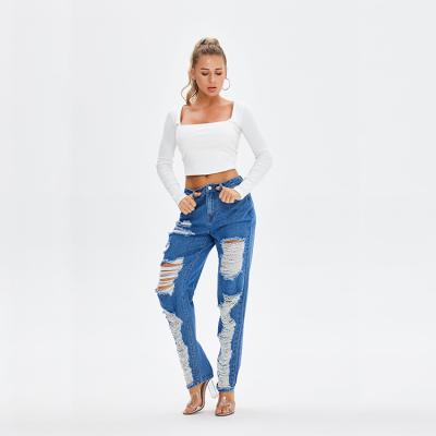 China Girls Casual Women's Jeans Breathable Blue Jeans Washed Ripped Jeans for sale