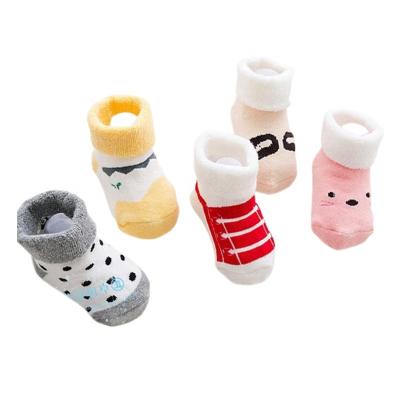 China 100% Athletic Combed Cotton Winter Thickened Cheap Baby Socks Loosely Say 0-3 Years Warm Lipstick Non-Slip Wholesale Newborn Baby Socks for sale