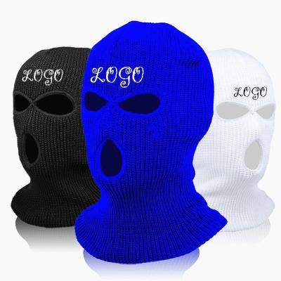 China breathable & Wholesale Custom Windproof Waterproof Skimask Winter Hat Men Warm Purple Acrylic 3 Hole Knitted Balaclava Designer Custom Ski Mask for sale