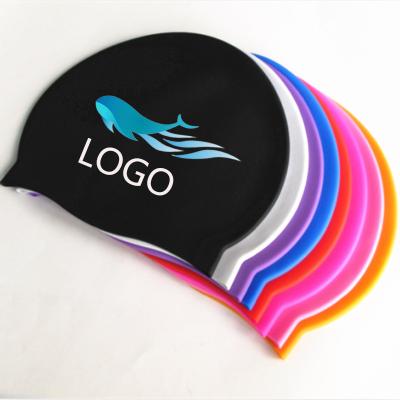 China Custom Logo Printed Color Swim Cap OEM Colorful Fashion 100% Silicone Swim Covers Professional Swim Race Eco-Friendly Caps for sale