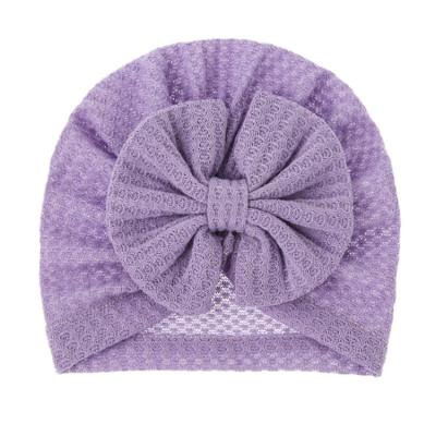 China Baby Solid Color Waffle Hat Headband With Big Bowknot Turban Knot Head Wraps Hood Beanie Kids Accessories For Newborn Babies Turban for sale