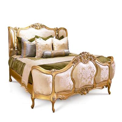 China Reproduction Classical French Gold Tufted Wood Framed Renaissance Shelter Bed King Size for sale