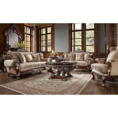 China Full Solid Wood Living Room Imported Elegant American Victorian Sofa And Table From Latest Solid Wood Fabric Design for sale