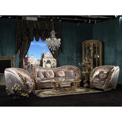 China European Antique Living Room Furniture Solid Wood Solid Wood Home Hand Carved Fabric Sectional Sofa Set for sale