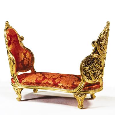 China Exclusive Antique Classic EUROPEAN Giltwood Carving Classic Louis Style Dormeuse Chaise Lounge for sale