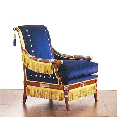 China Retro Vintage Extended Regency Designed Inspired Reproduction Classic Navy Navy Blue Upholstery Armchair for sale