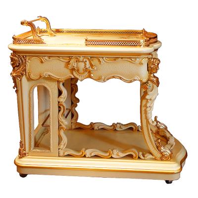 China French Luxury Louis Style Antique Gold European Classy Classic and White Serving Trolley Tea Cart for sale