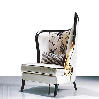 China Extended Artistic Elegant Luxury European Neoclassical Style Inspired Gold Leaf Angel Wing Armchair For Villa for sale