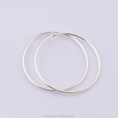 China High Shiny Polished 50mm Wide Fake Spring Earring Hoops Cut On Earrings Around Metal Ring Earring Thin Spring Earring for sale