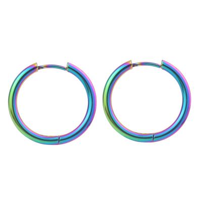 China CLASSIC Factory Direct Rounded Rainbow Color Stainless Steel Tube Circle Hoop Earrings for sale