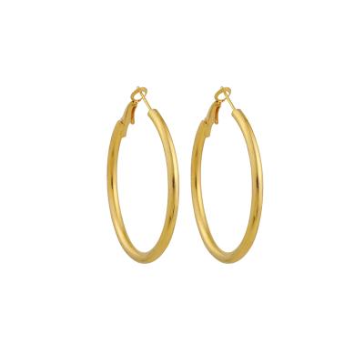 China CLASSIC 45 mm tube gold hollow earrings piercing circle earrings for sale