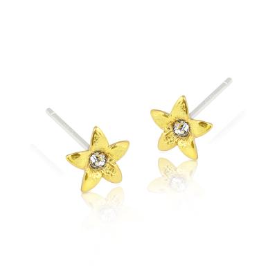 China Small Flower Stud Earrings Cute Daily Wear Girl's Hypoallergenic S 925 Needle Earrings Hypoallergenic Gold Silvery for sale