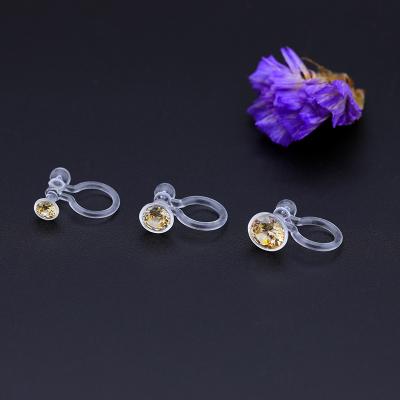 China Female Polycarbonate Resin Nose Ring Nail Resin Ear Jewelry Zircon Ear Clip Zircon Invisible U-shaped Earrings for sale