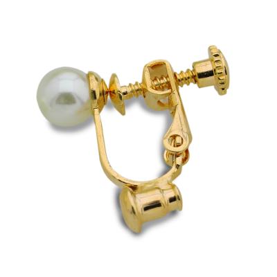 China New Type ALLOY Gold Screw Back Earrings With White Pearl Earrings With Converter for sale