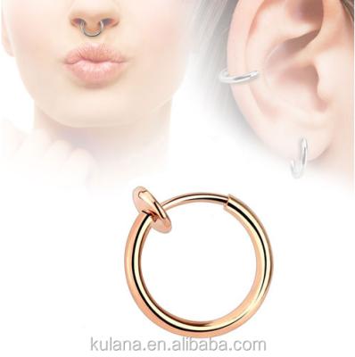 China 10mm Wide Unisex Ear Lip Cartilage Nose Hoop Circle Perforation Brass Spring for sale