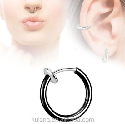 China Stainless Steel 15 Mm Wide Spring Nose Piercing Fake Septum Piercing Pagoda Ear Piercing for sale