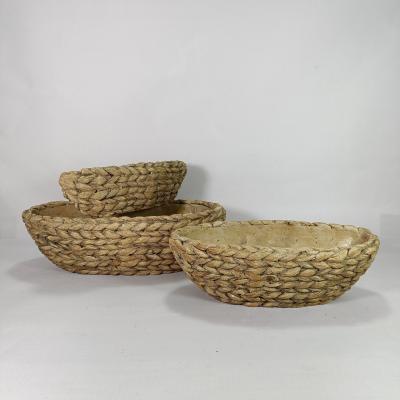 China Modern Wholesale Products Home Decoration Boat Potce Meant Bamboo Woven Oval Pot Frame for sale