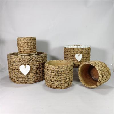 China Market Garden Planter Cement Flower Pot Modern Wholesale Bamboo Woven Flower Pots And Planters for sale