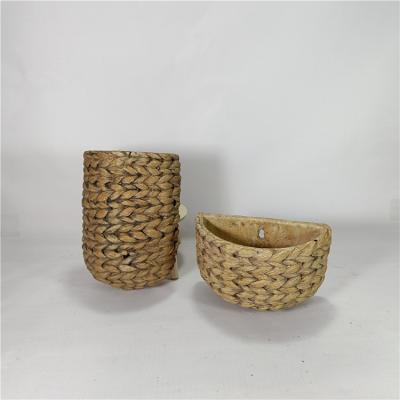 China China factory modern home decoration wholesale cement planter wall pot bamboo woven frame for sale