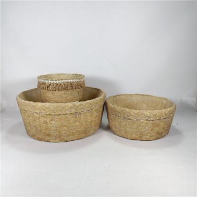 China Good Price Modern Bamboo Woven Plant Flower Cement Planter Garden Pot Frame Of Many Years for sale