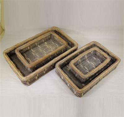 China Modern Wholesale Cement Market Rect. Bamboo Woven Dish Home Decor Frame for sale