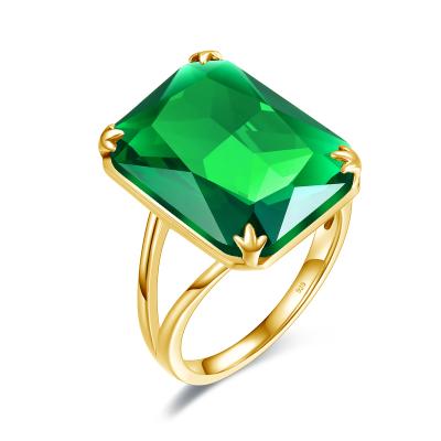 China Manufacturer Fashion Jewelry Women Emeralds Silver 925 Rings Gemstone Wedding Rings 18K Gold Plated Jewelry for sale