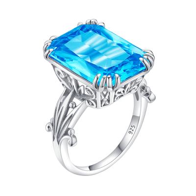 China Victorian Blue Topaz Silver Rings 925 Fine Gemstone Birthstone Jewelry Birthday Gift Wholesale Dropshipping Jewelry for sale