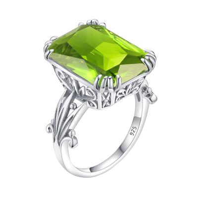 China 100% 925 sterling silver rings women Vintage gothic exquisite filigree jewelry manufacturer peridot ring for sale