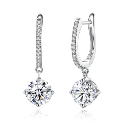 China Hot Fine 925 Silver Diamond Moissanite Earrings for Women 0.5ct/1.0ct/1.2ct D VVS1 Wedding Bride Gemstone Long Drop Earring for sale