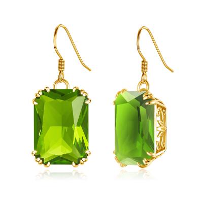 China Luxury Earrings Women Peridot Big Gemstone 925 Sterling Silver Femmes bijoux en argent 18K GolD Plated Dropshipping Jewelry for sale